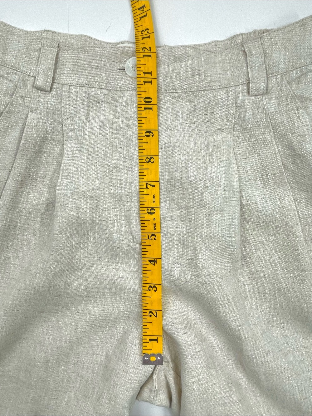 DISSH Women's Cropped Tan 100% Linen Pants Pleated Lined High Waisted Size 4 - Picture 11 of 12